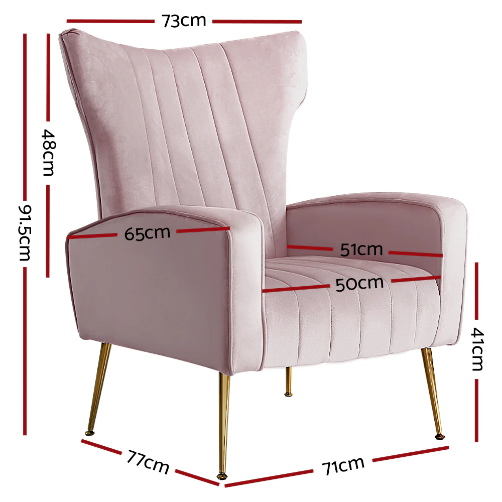 Armchair Pink Velvet Kate - Image 2
