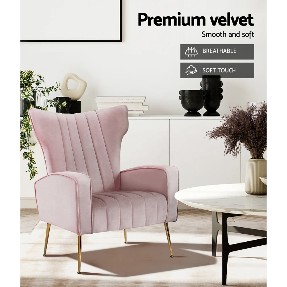Armchair Pink Velvet Kate - Image 6