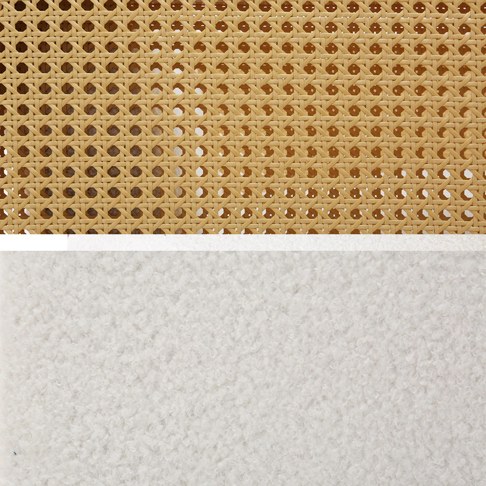 Armchair Rocking Chair Boucle Rattan White - Image 4