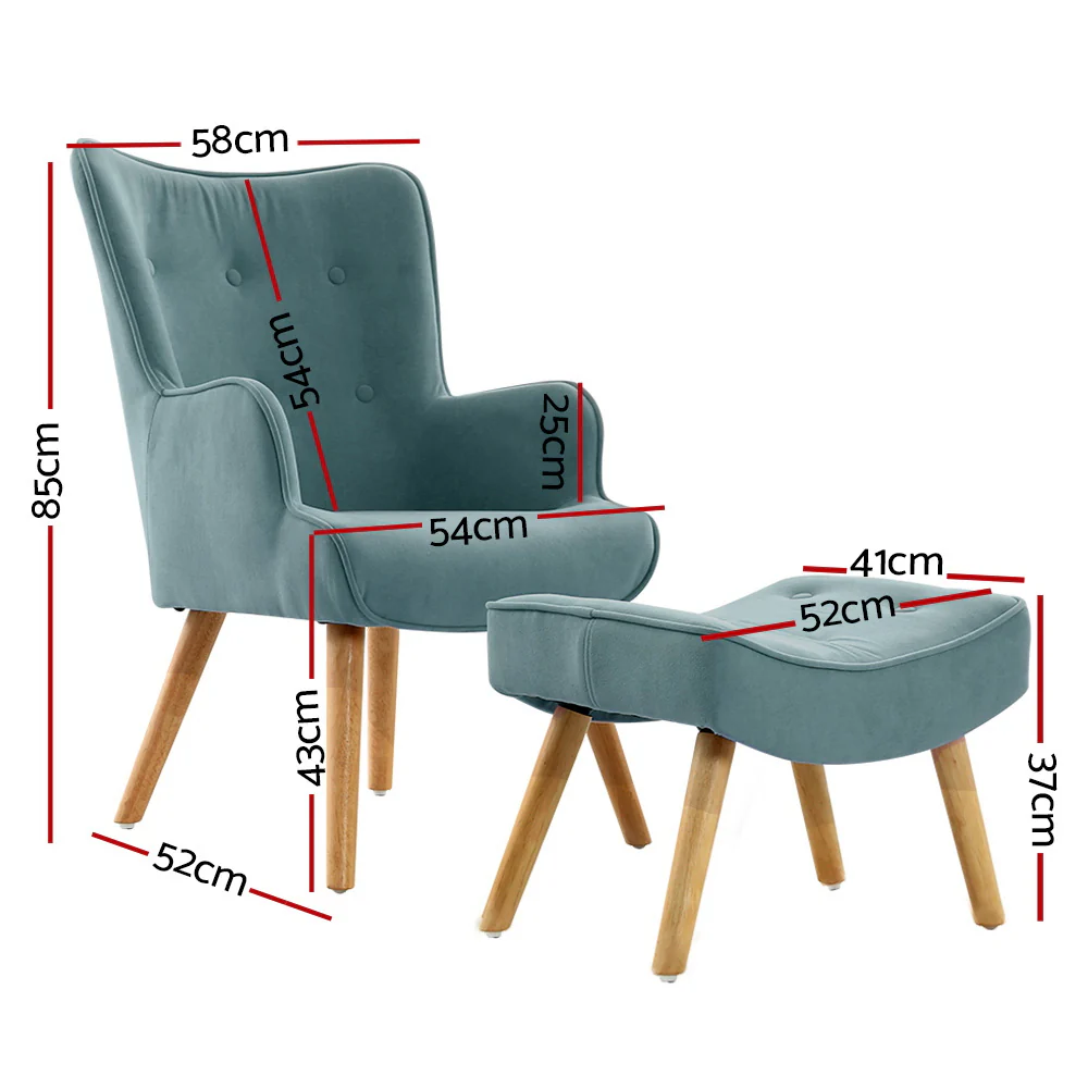 Armchair Set with Ottoman Blue Lansar - Image 2