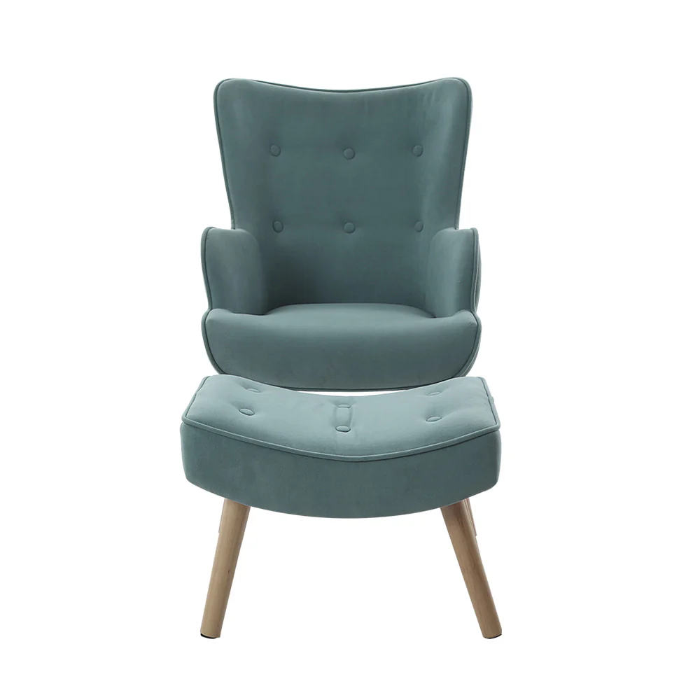 Armchair Set with Ottoman Blue Lansar - Image 3