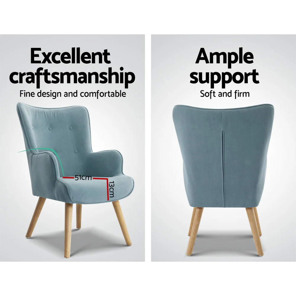 Armchair Set with Ottoman Blue Lansar - Image 5