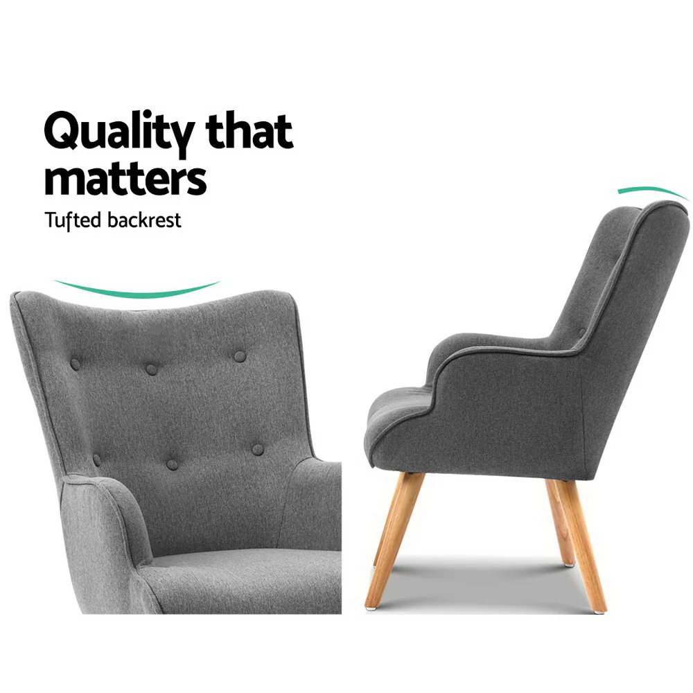 Armchair Set with Ottoman Grey Lansar - Image 3