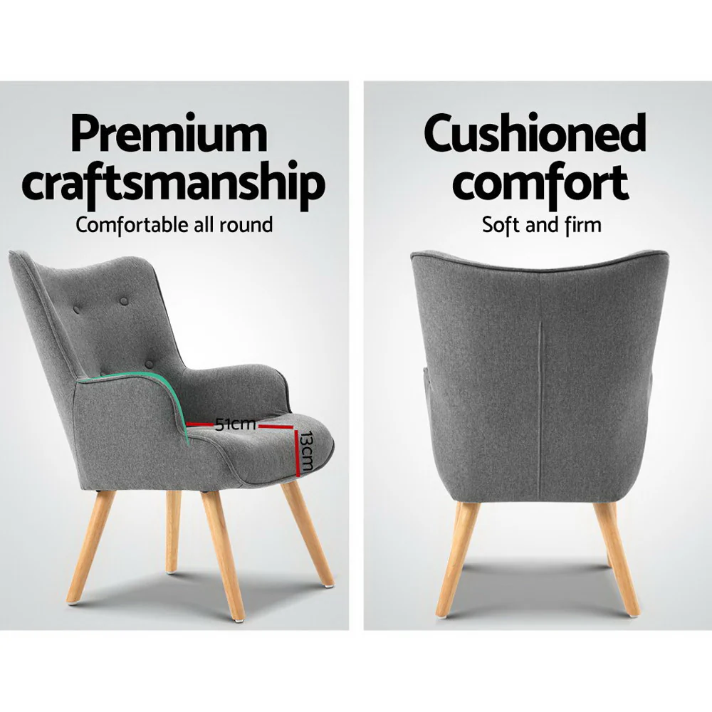 Armchair Set with Ottoman Grey Lansar - Image 4