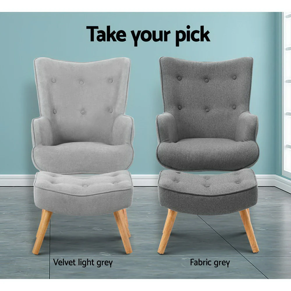 Armchair Set with Ottoman Grey Lansar - Image 6