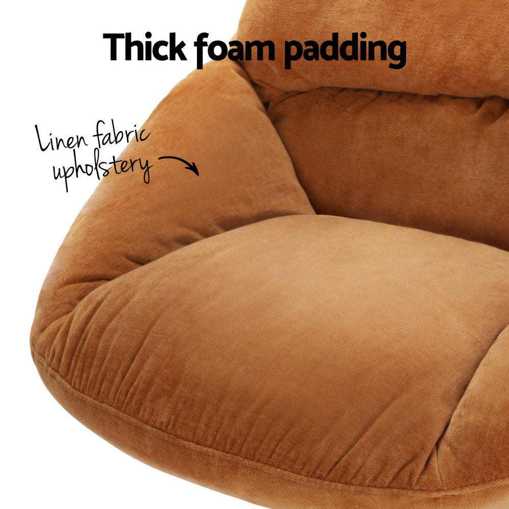 Armchair Set with Ottoman Linen Fabric Orange Yaro - Image 5