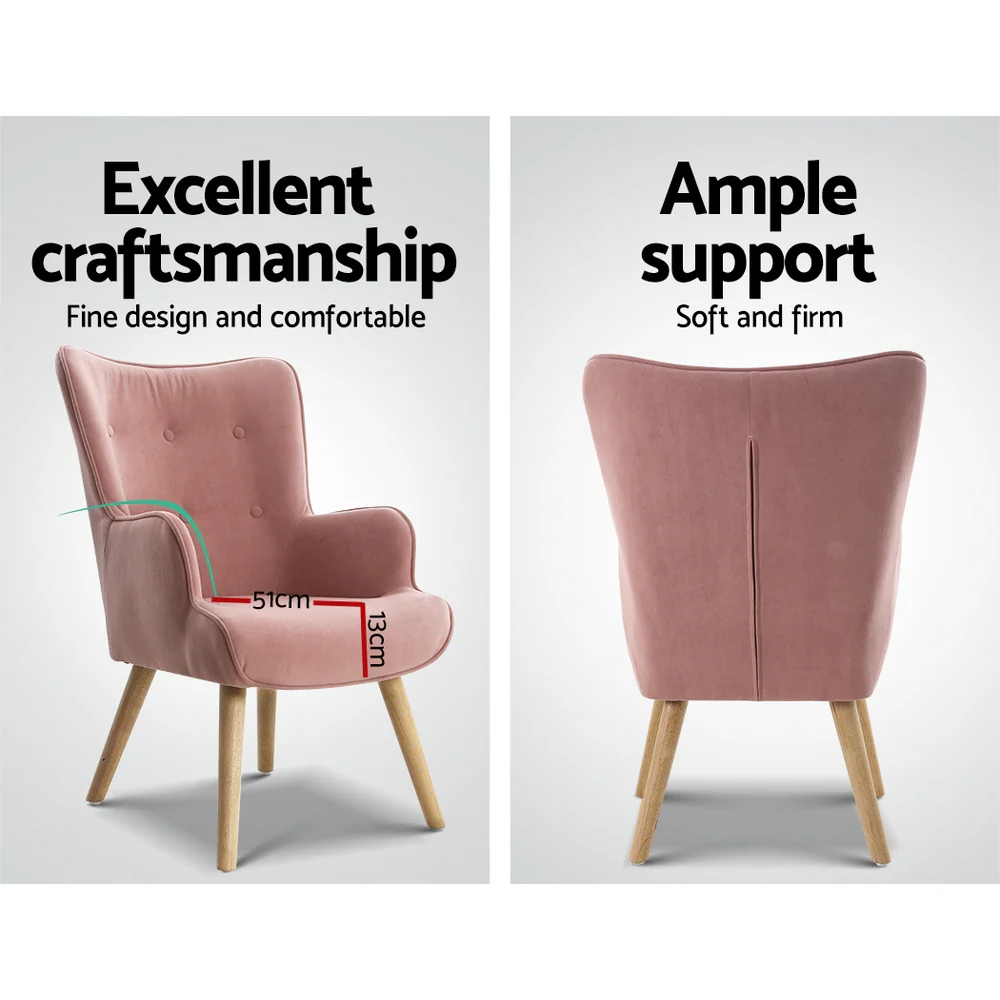 Armchair Set with Ottoman Pink Lansar - Image 5