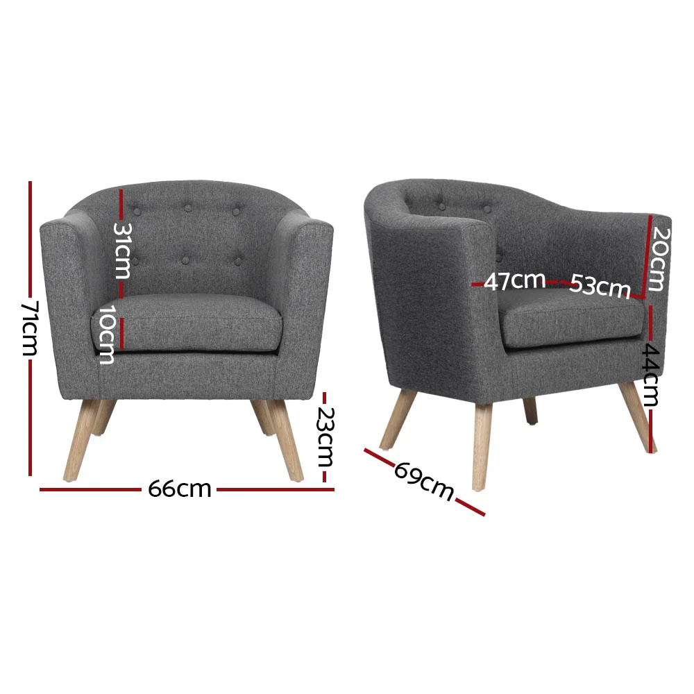 Armchair Tub Chair Grey Adora - Image 2