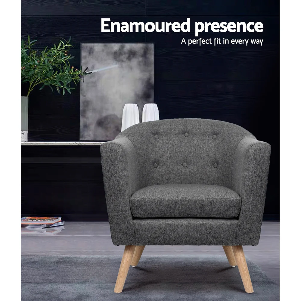 Armchair Tub Chair Grey Adora - Image 3