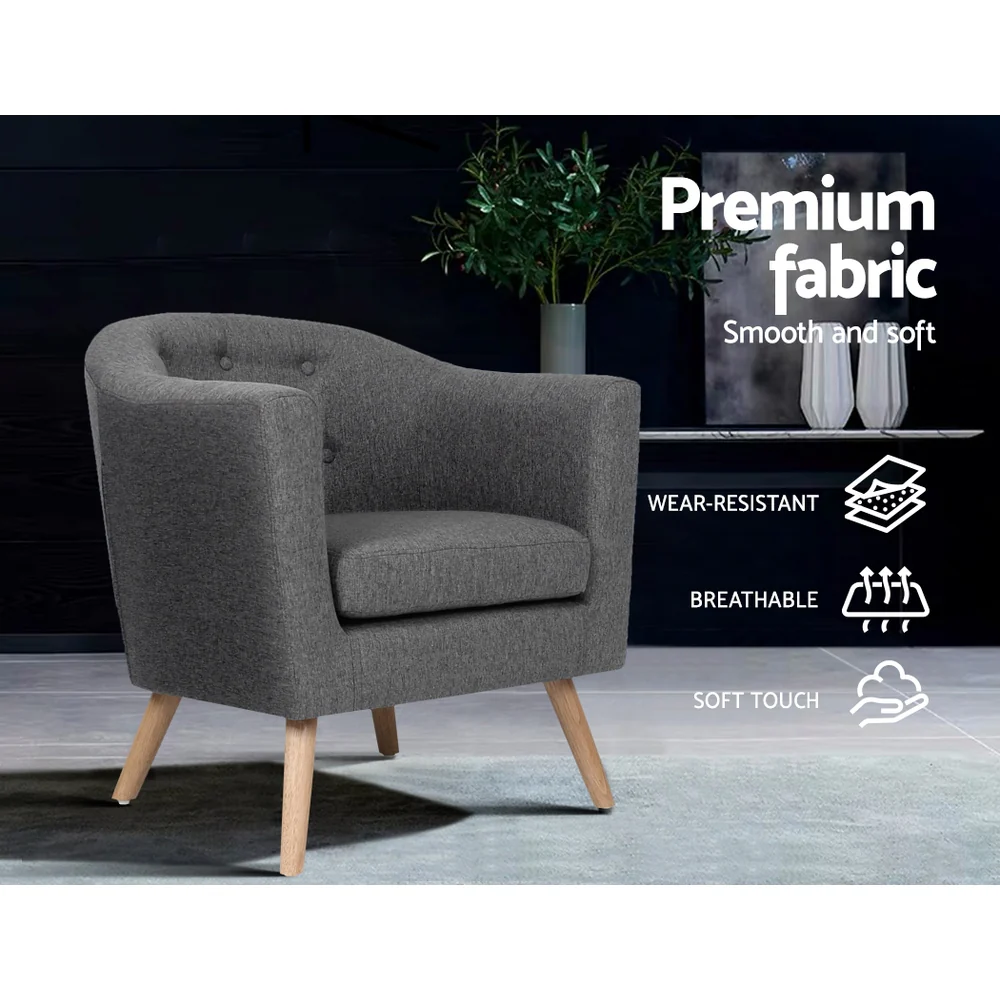 Armchair Tub Chair Grey Adora - Image 4
