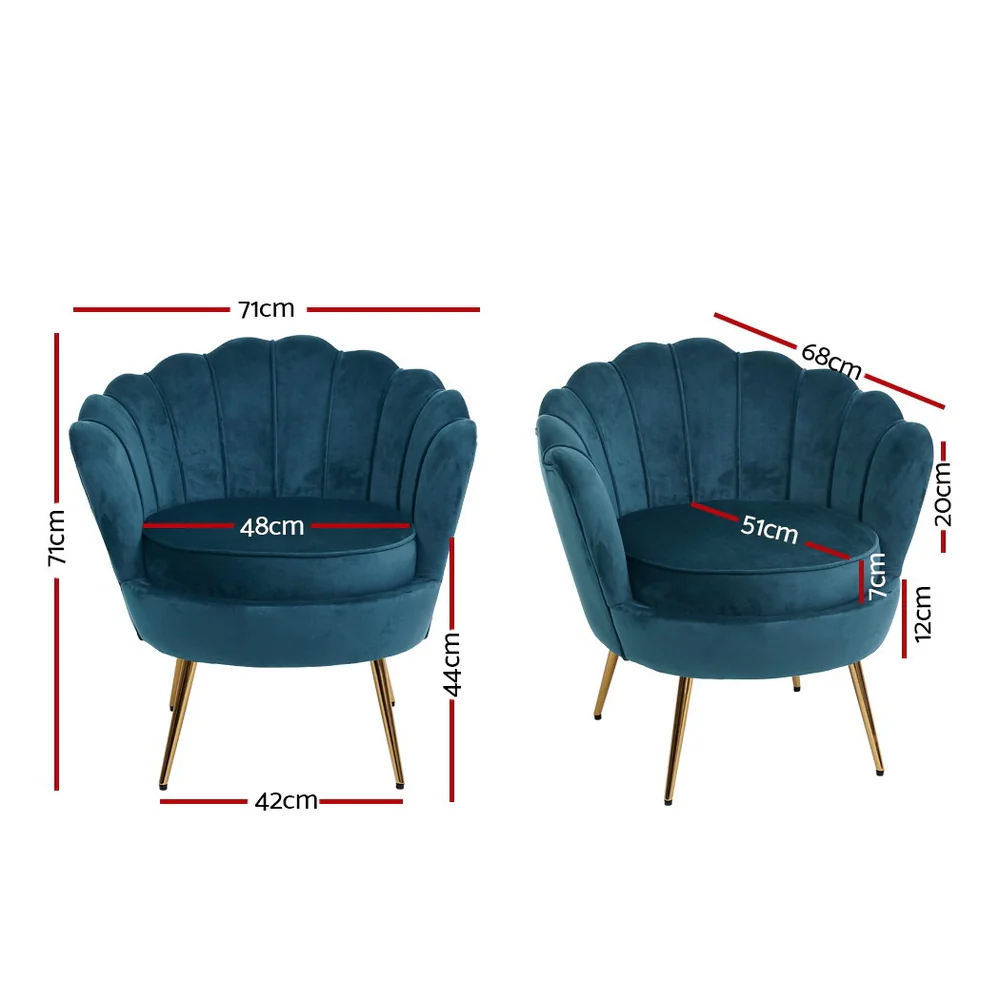 Armchair Velvet Blue Callista - Image 2