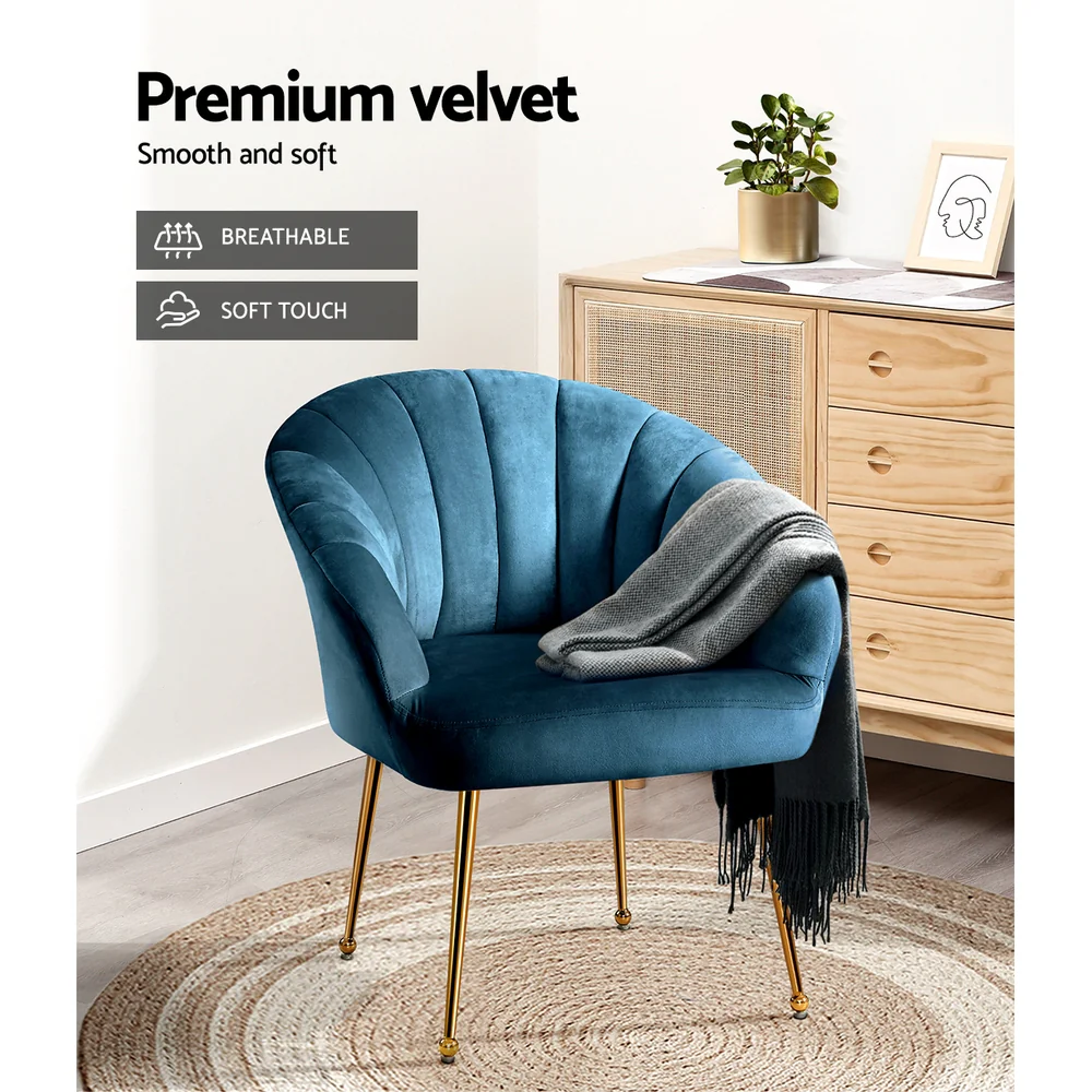 Armchair Velvet Blue Eloise - Image 5