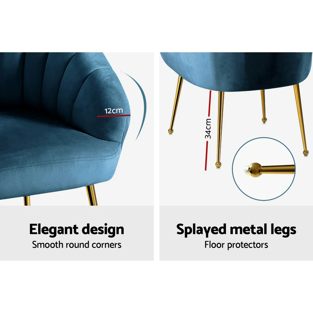 Armchair Velvet Blue Eloise - Image 7