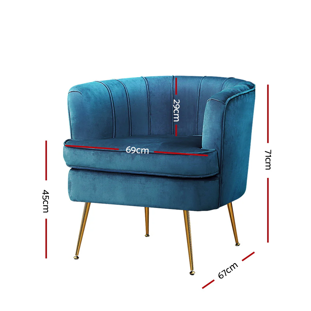 Armchair Velvet Blue Norvia - Image 2