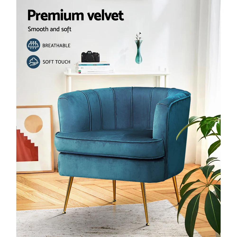 Armchair Velvet Blue Norvia - Image 4