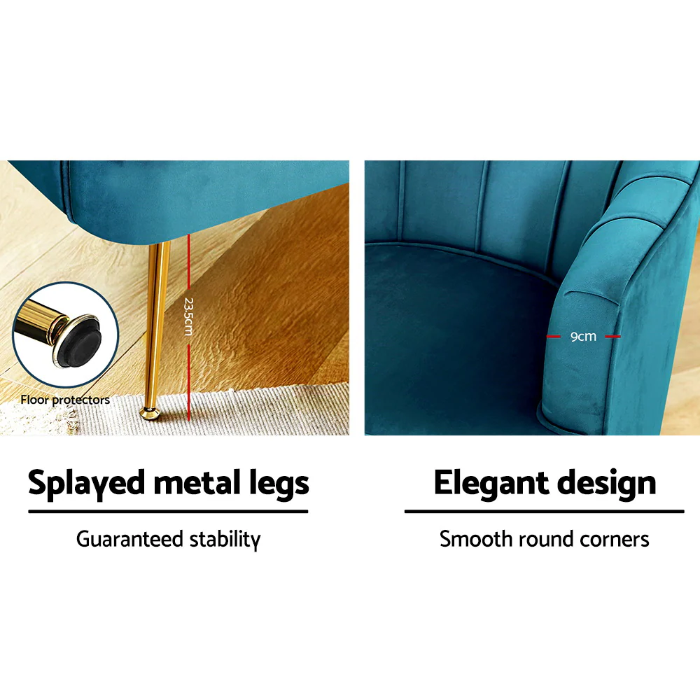 Armchair Velvet Blue Norvia - Image 6