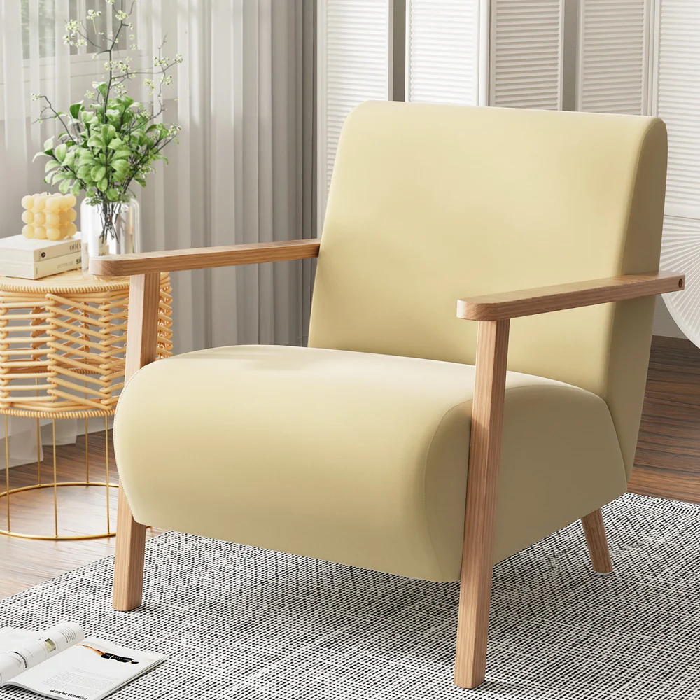 Armchair Velvet Yellow Olie - Image 7