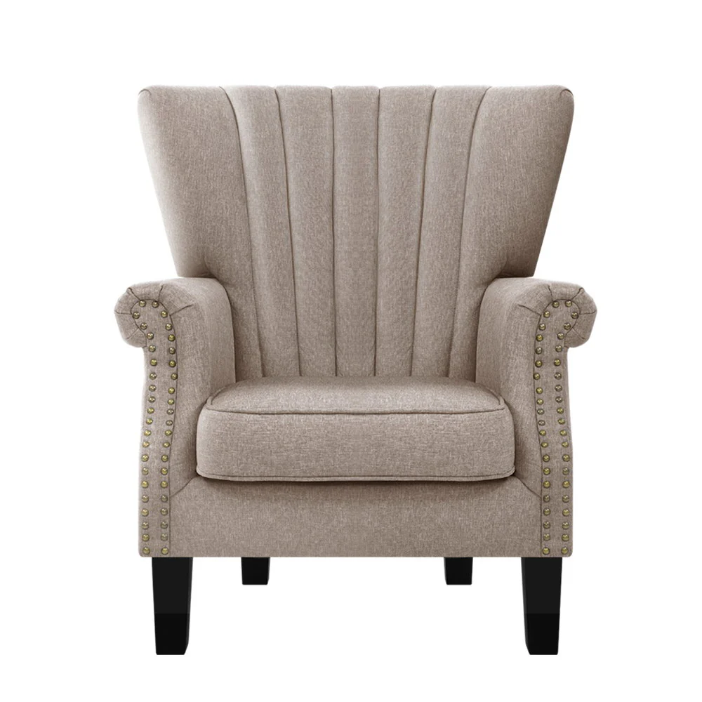 Armchair Wingback Beige Andrew - Image 3