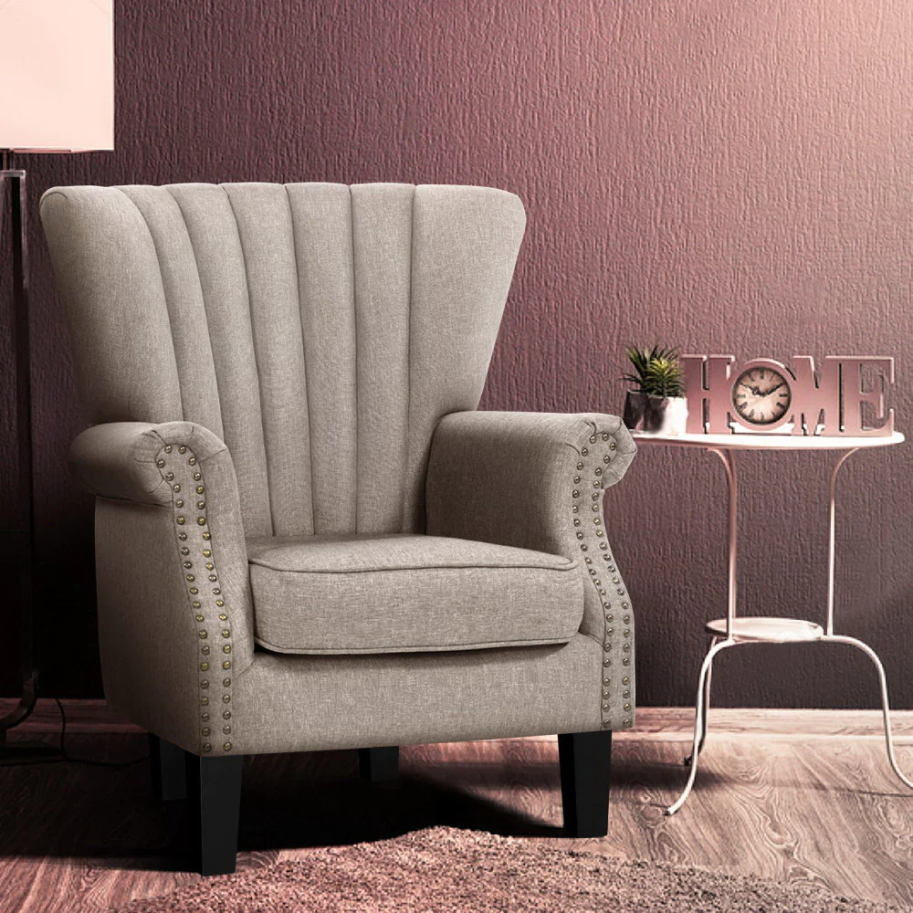 Armchair Wingback Beige Andrew - Image 7