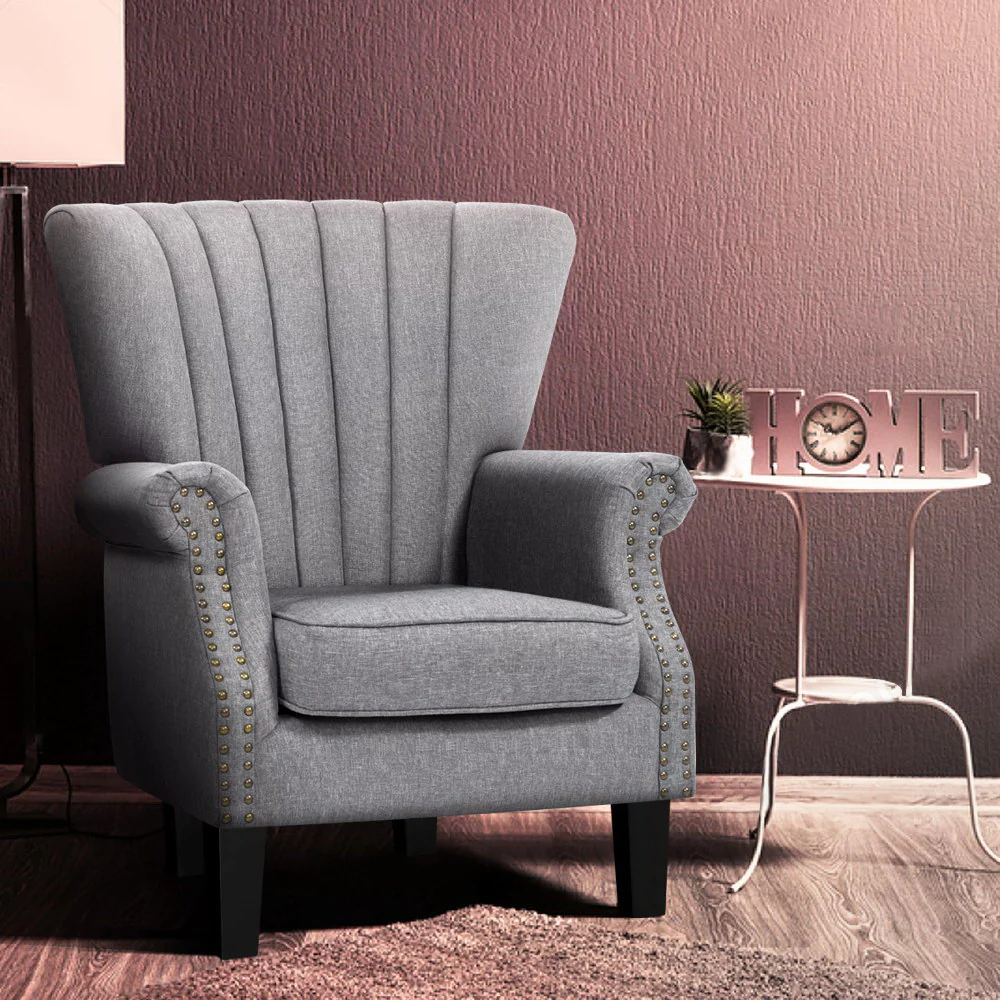 Armchair Wingback Grey Andrew - Image 8