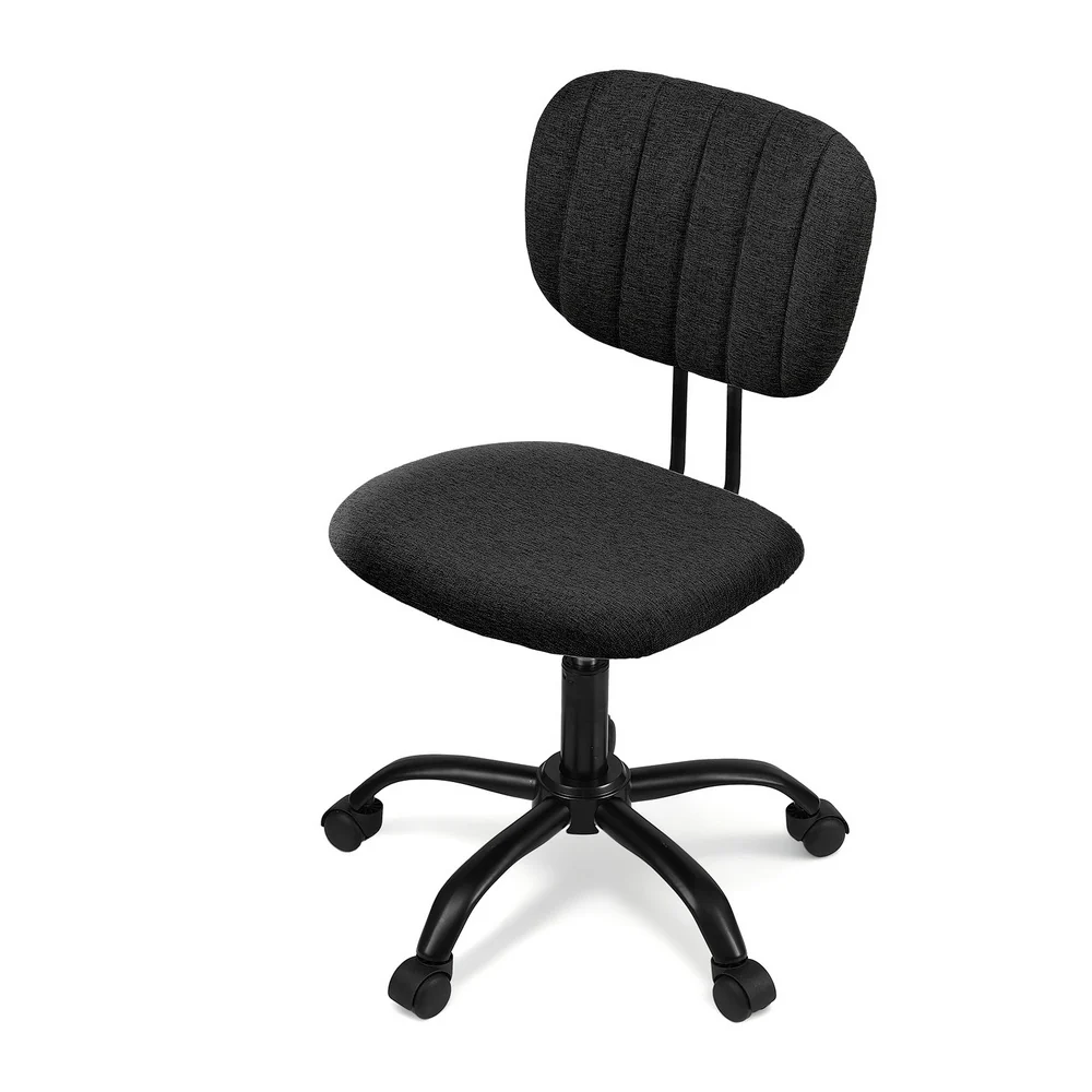 Armless Office Chair with Wheels, Ergonomic 360° Swivel Home Office Desk Chair, Height Adjustable Computer Task Chair with Fabric Back and Seat for Small Space, Black - Image 3