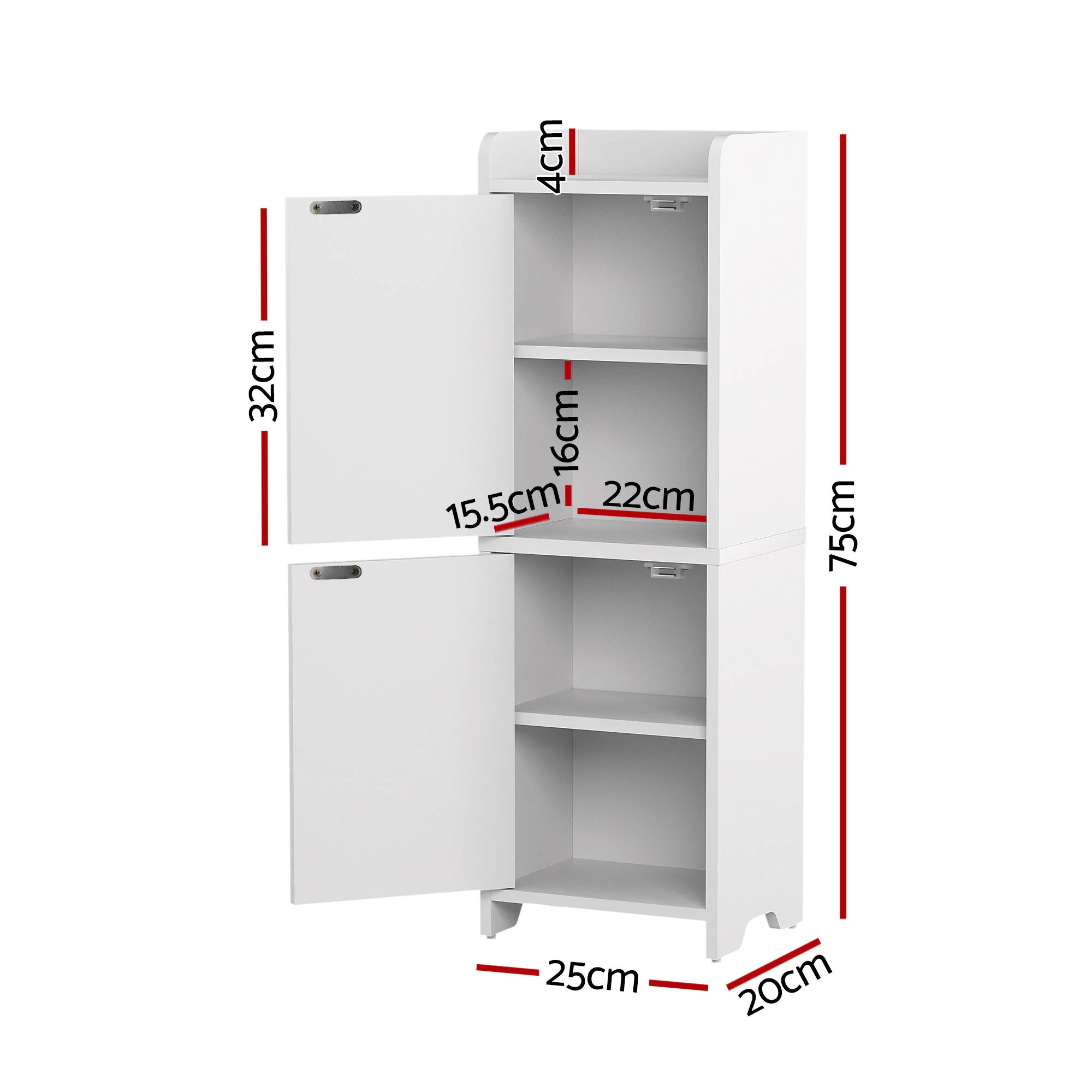 Set of 2 Bathroom Storage Cabinet 2-Tier Slim Toilet Organizer Adjustable White - Image 3