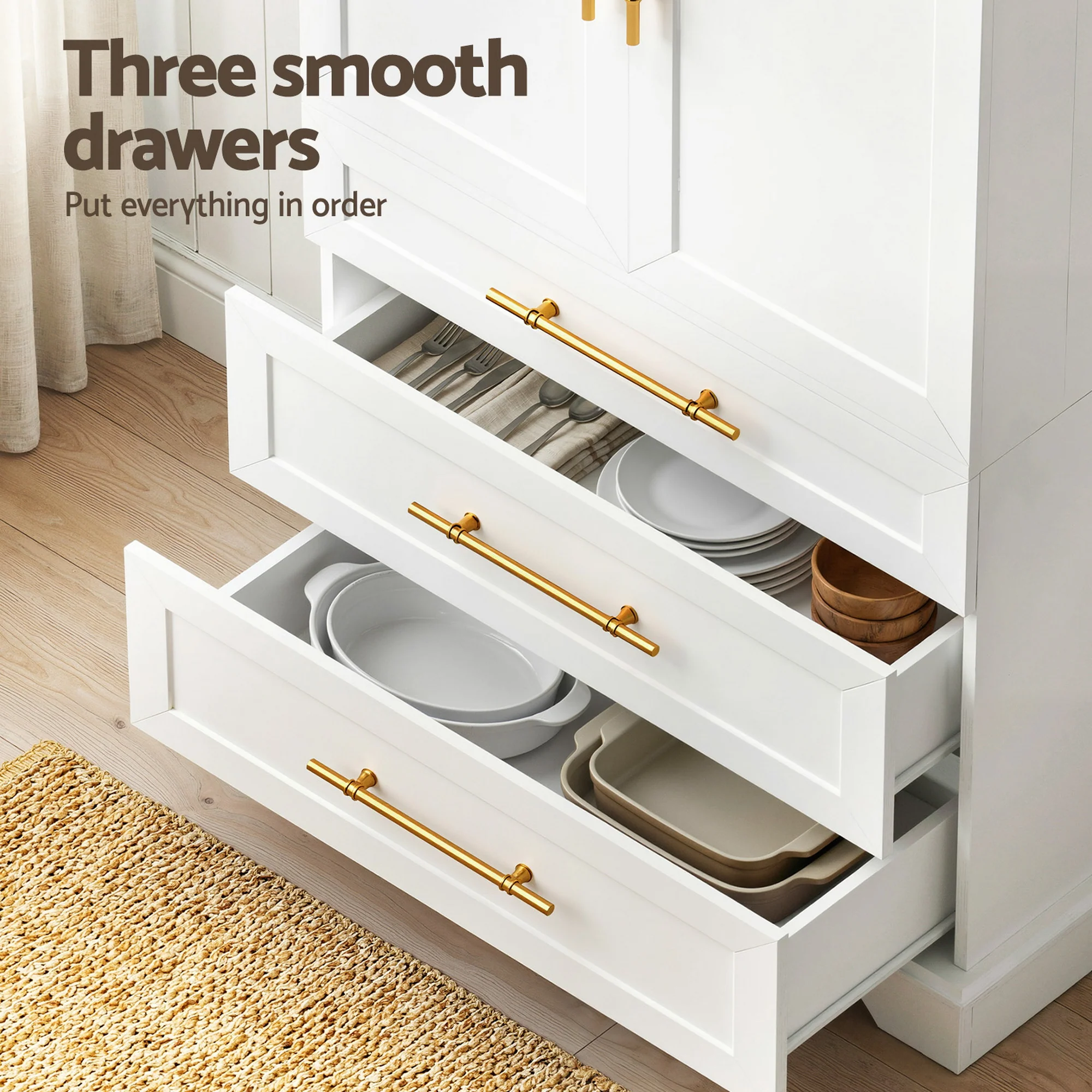 Buffet Sideboard Cabinet Pantry Kitchen Storage Cupboard Drawers Doors - Image 7