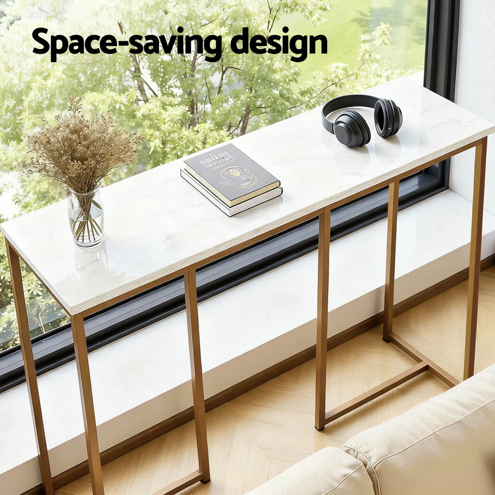 Console Table Marble Effect White&Gold - Image 4