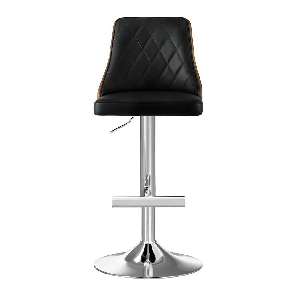 Auren Adjustable Bentwood Leather Bar Stool - Black - Image 3