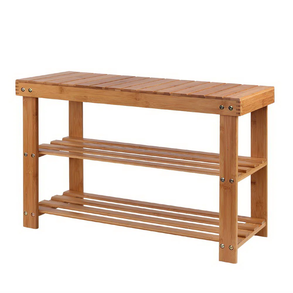 Bamboo Bench Shoe Rack – Natural (2-Tier, Up to 10 Pairs) - Image 8