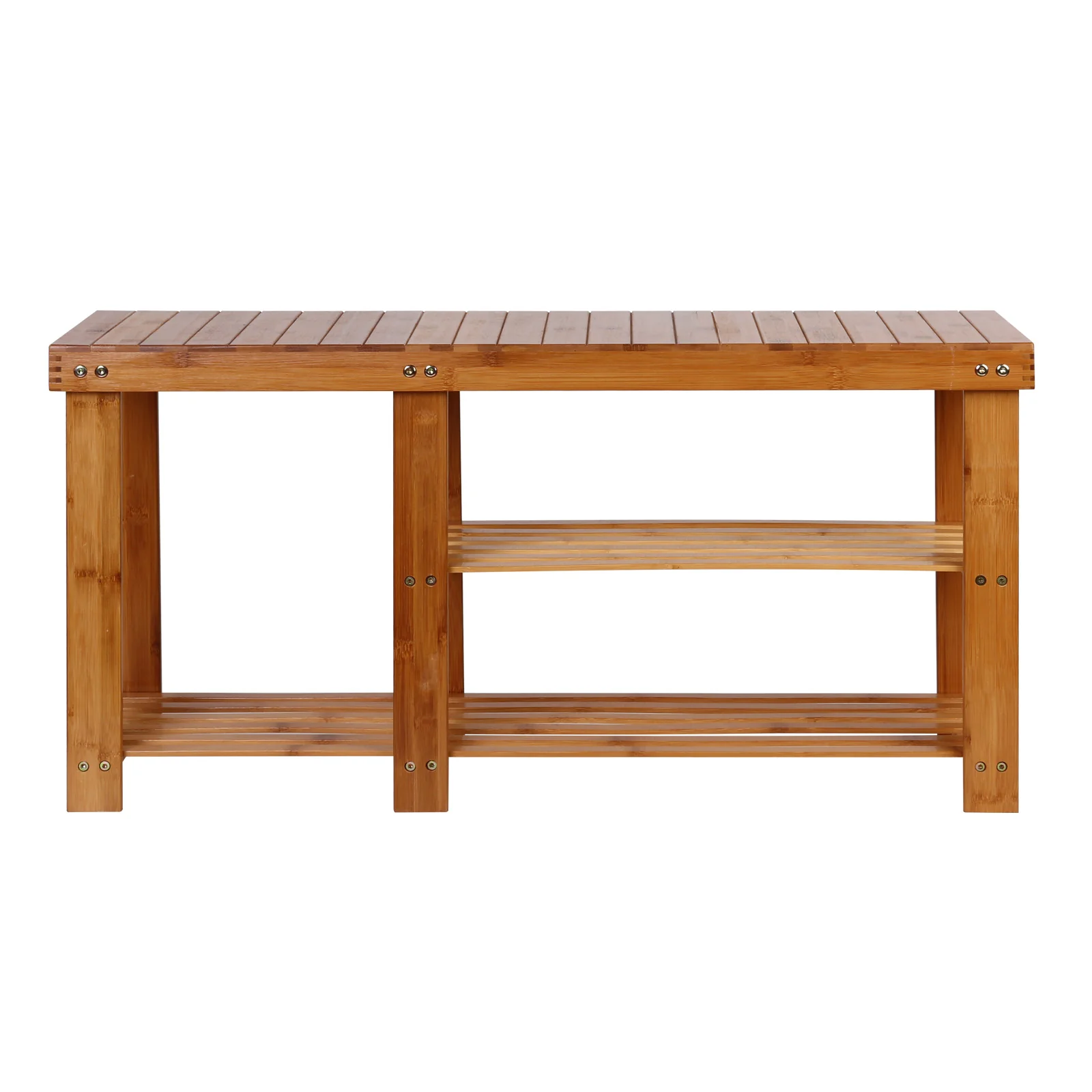 Bamboo Shoe Rack Bench – Natural (2-Tier with Boot Space) - Image 3