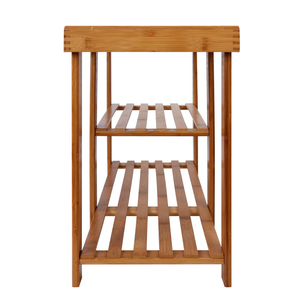 Bamboo Shoe Rack Bench – Natural (2-Tier with Boot Space) - Image 4