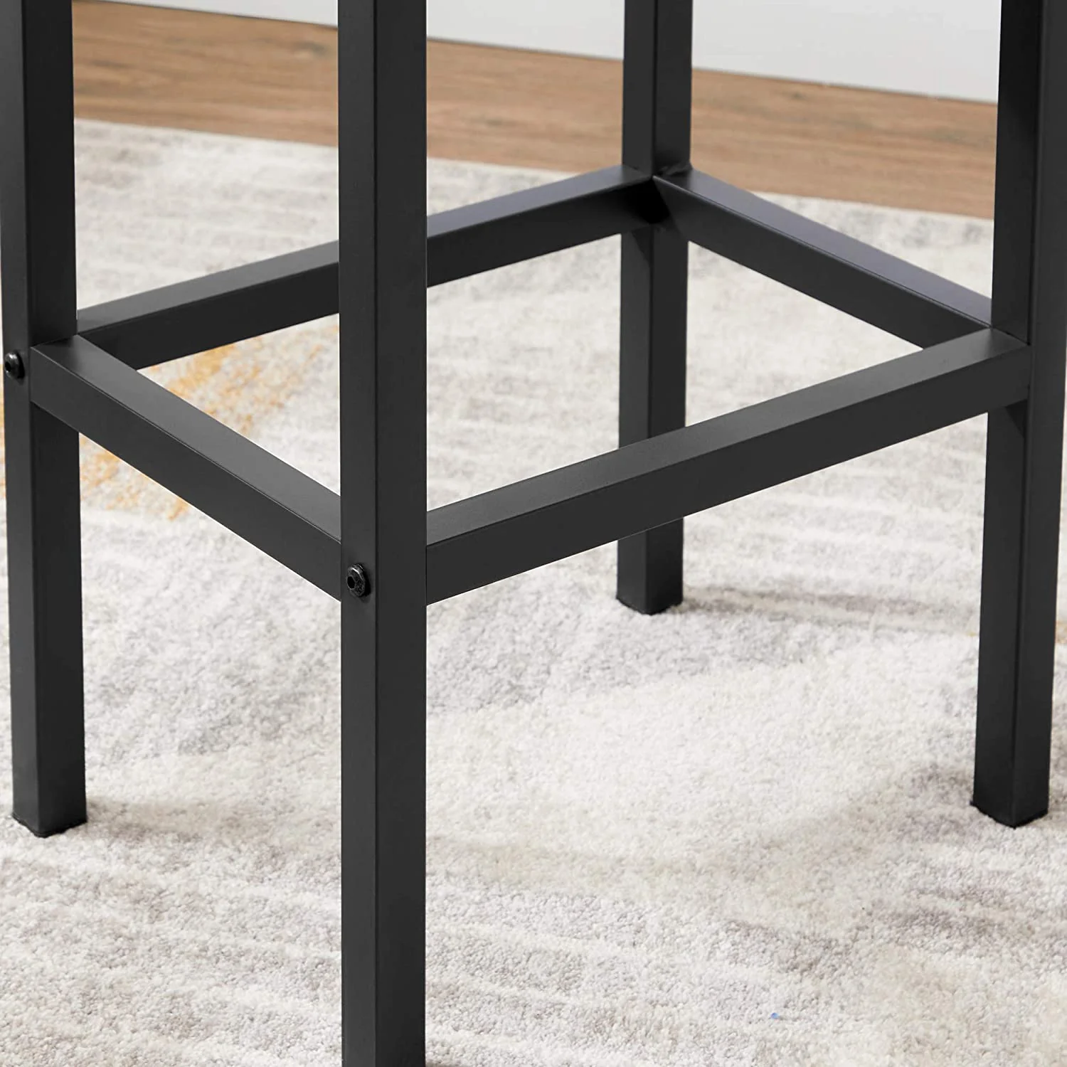 Set of 2 Rustic Wooden Bar Stools Brown with Black Frame 65cm - Image 7