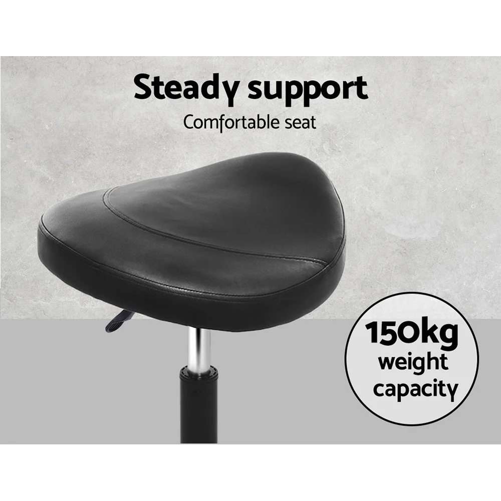 Set of 2 Saddle Salon Stool Swivel Barber Chairs Bar Stools Hydraulic Lift PU - Image 12