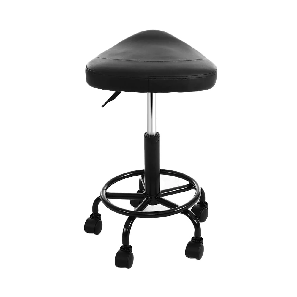 Set of 2 Saddle Salon Stool Swivel Barber Chairs Bar Stools Hydraulic Lift PU - Image 5