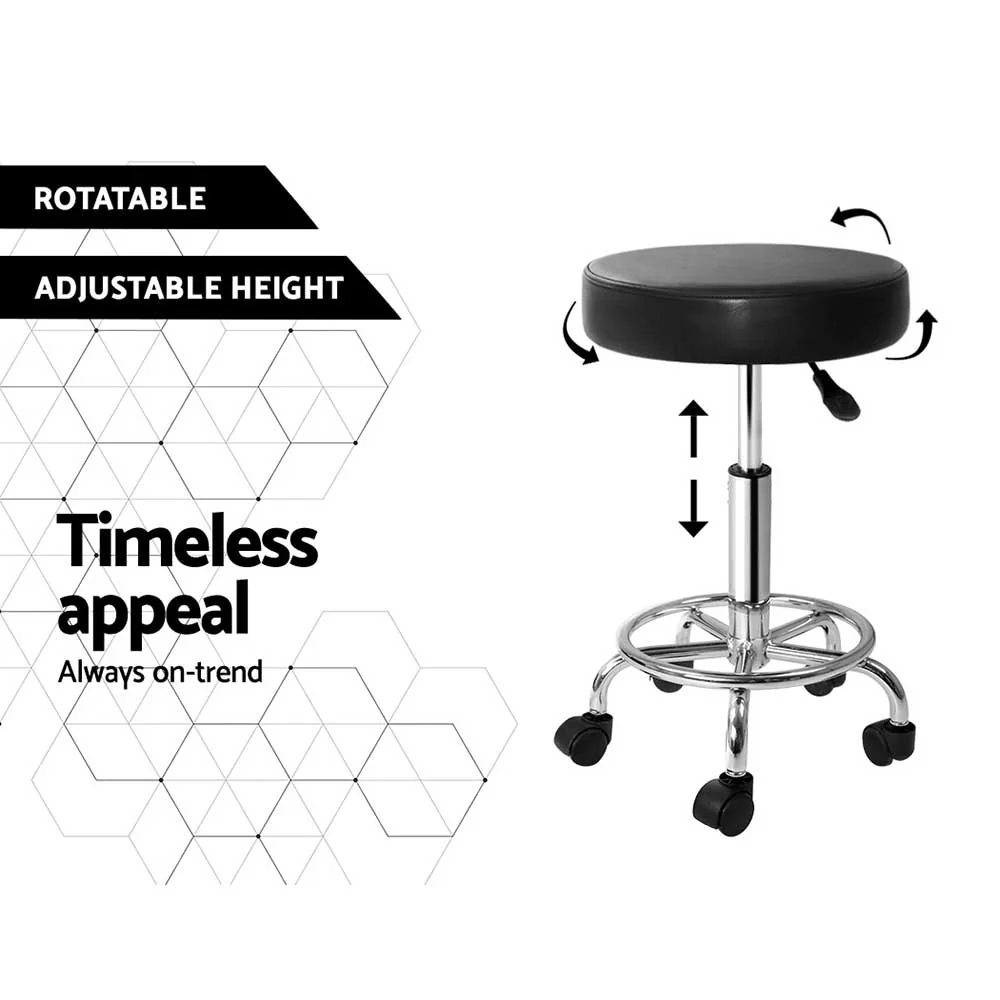 Set of 2 Salon Stool Round Swivel Barber Hair Bar Stools Hydraulic Lift Black - Image 7