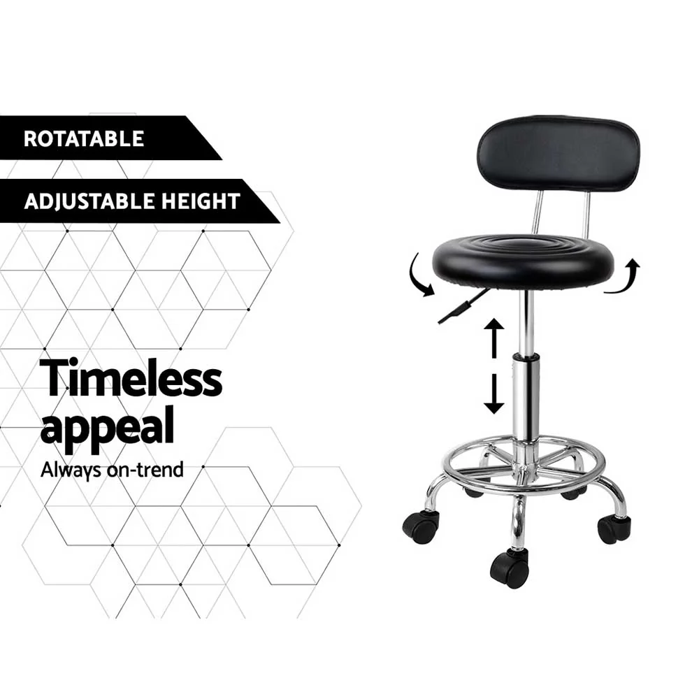 Set of 2 Salon Stools Backrest Chair Barber Hairdressing Gas Lift Adjustable - Image 4