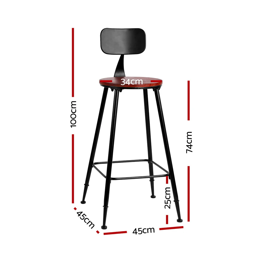 Set of 4 Vintage Industrial Bar Stool Retro Barstools - Image 2