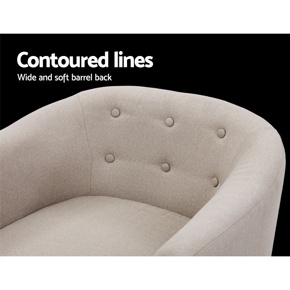 ADORA Armchair Tub Chair Single Accent Armchairs Sofa Lounge Fabric Beige - Image 5
