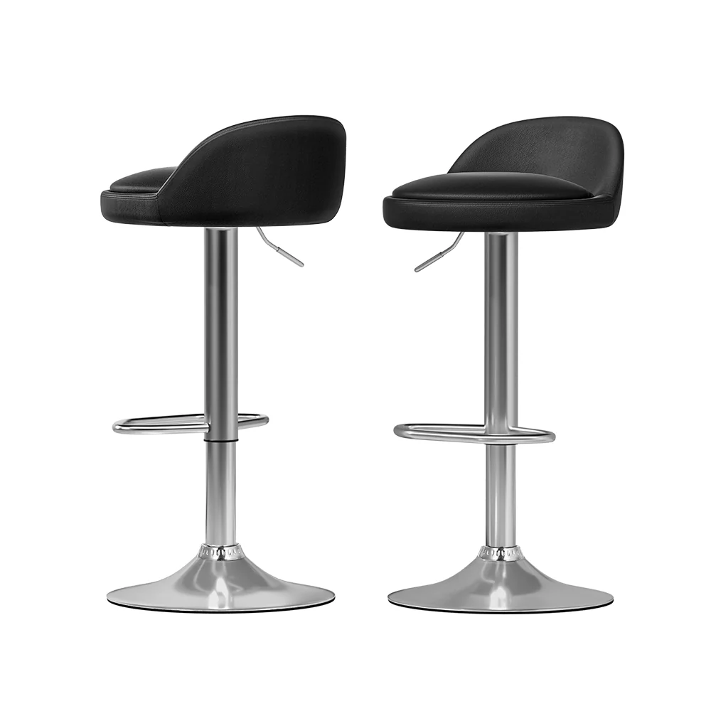 Bar Stools Kitchen Stool Chairs Dining Gas Lift Swivel Leather Black x2 - Image 7