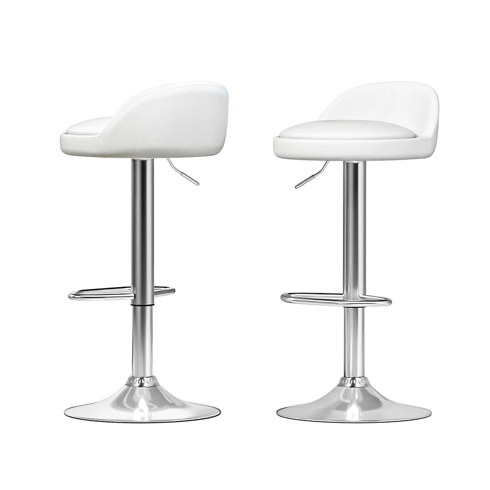 Bar Stools Kitchen Stool Chairs Dining Gas Lift Swivel Leather White x2 - Image 7