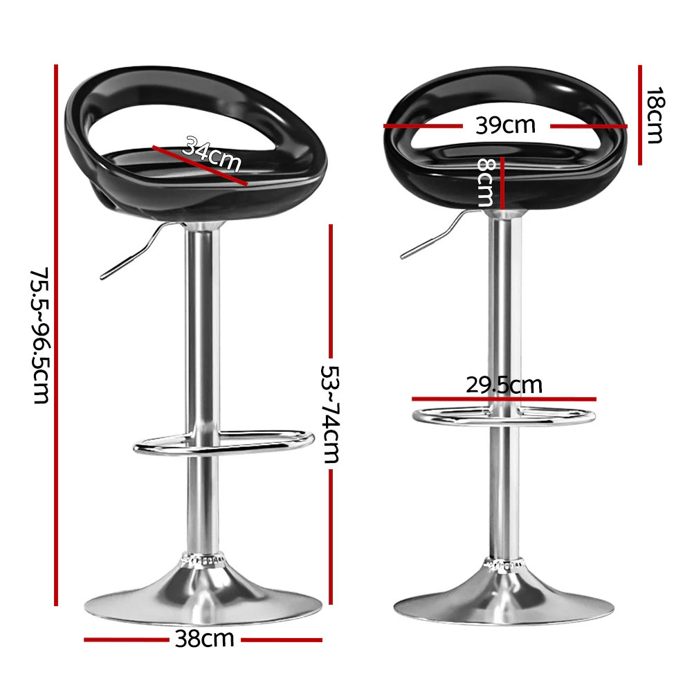 Bar Stools Kitchen Stool Dining Counter Chairs Gas Lift Swivel x2 - Image 2