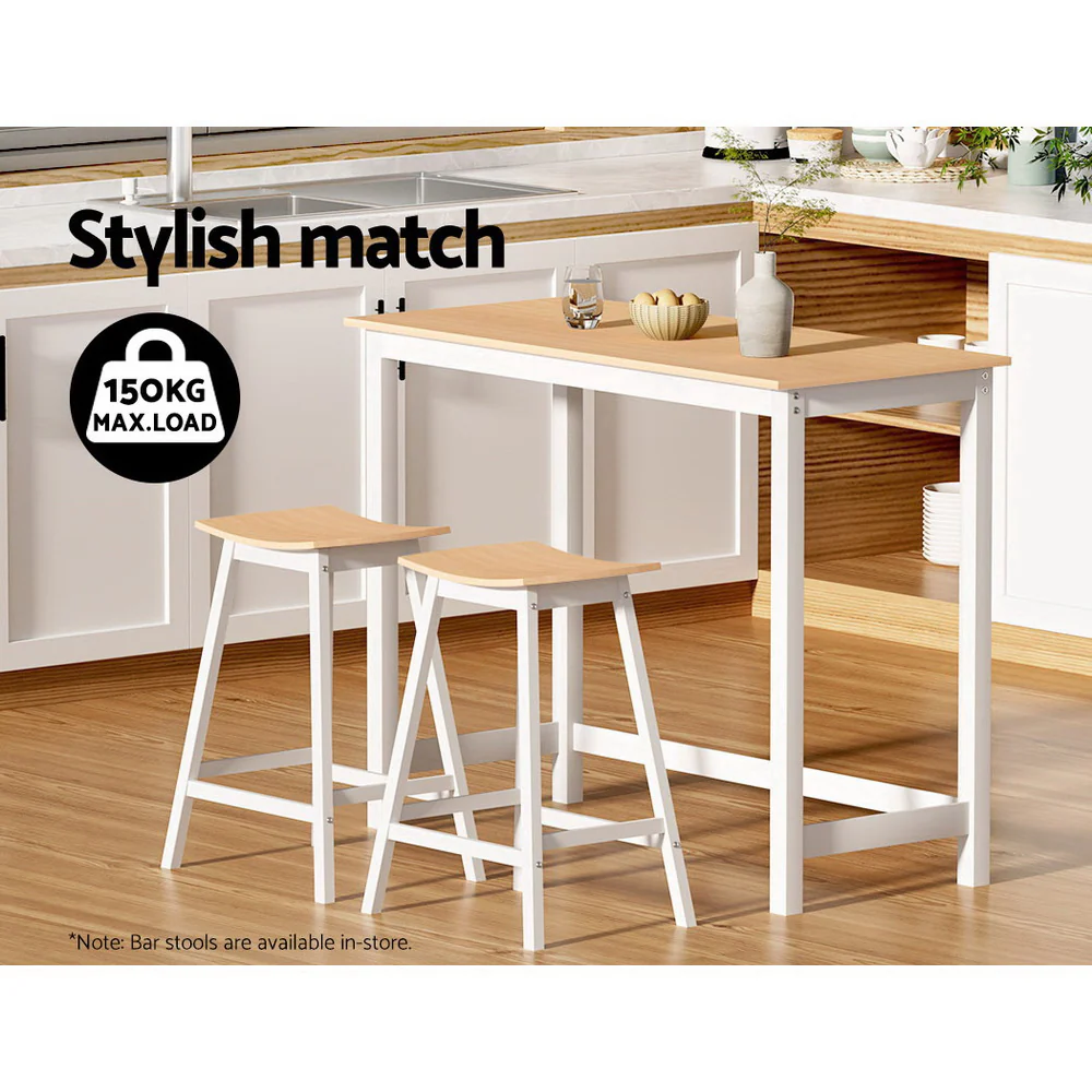 Bar Table Ari Dining Desk High Solid Wood Kitchen Shelf Wooden White Cafe - Image 4