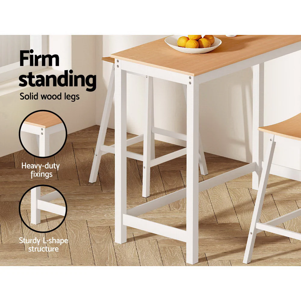Bar Table Ari Dining Desk High Solid Wood Kitchen Shelf Wooden White Cafe - Image 5