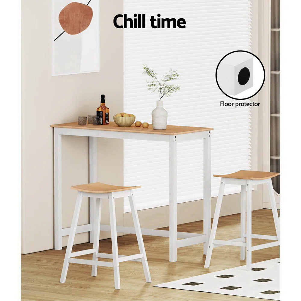 Bar Table Ari Dining Desk High Solid Wood Kitchen Shelf Wooden White Cafe - Image 6