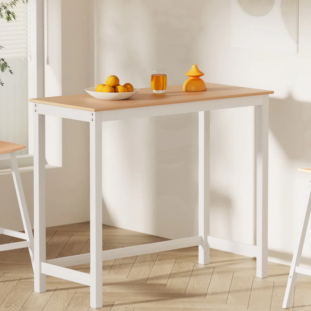 Bar Table Ari Dining Desk High Solid Wood Kitchen Shelf Wooden White Cafe - Image 7