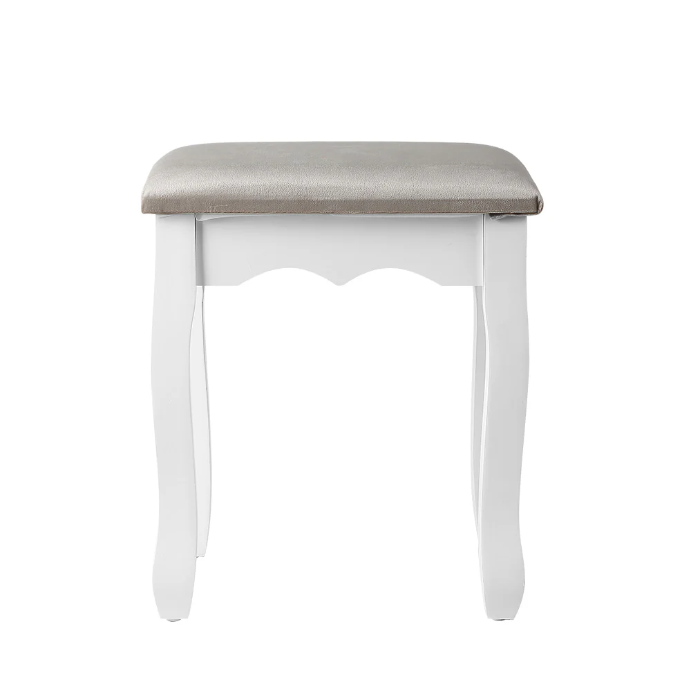 Dressing Table Stool Makeup Chair Bedroom Vanity Velvet Fabric Grey - Image 3