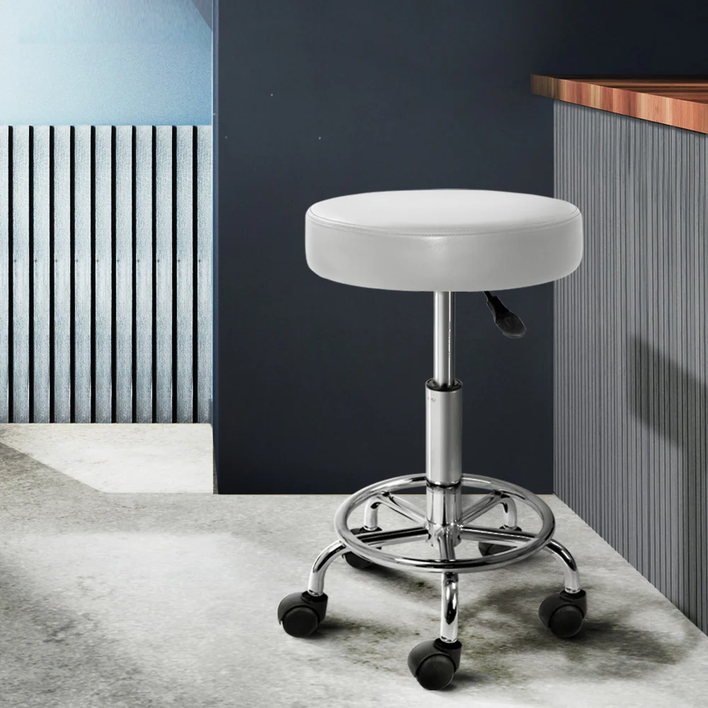 Round Chair Stools Salon Stool White Swivel Beauty Barber Hairdressing - Image 8