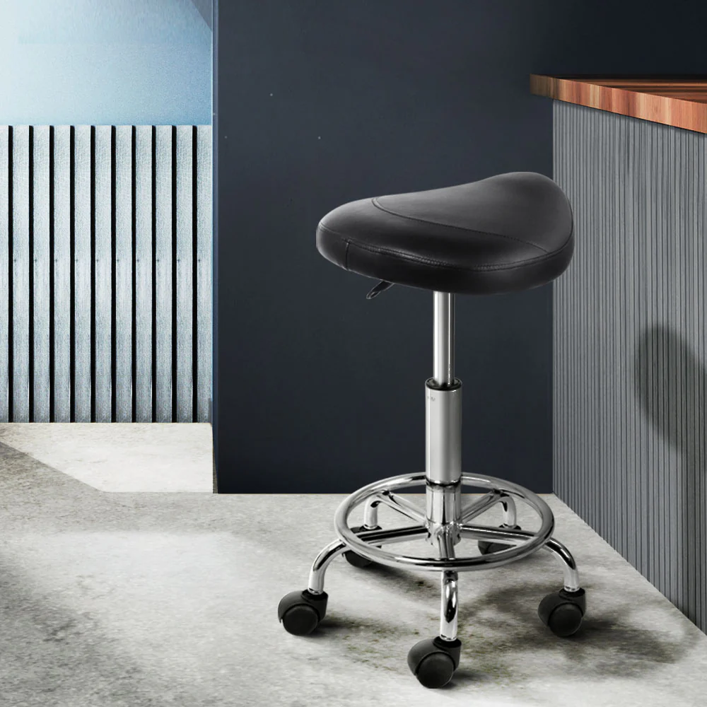 Saddle Salon Stool Black PU Swivel Barber Hair Dress Chair Hydraulic Lift - Image 8