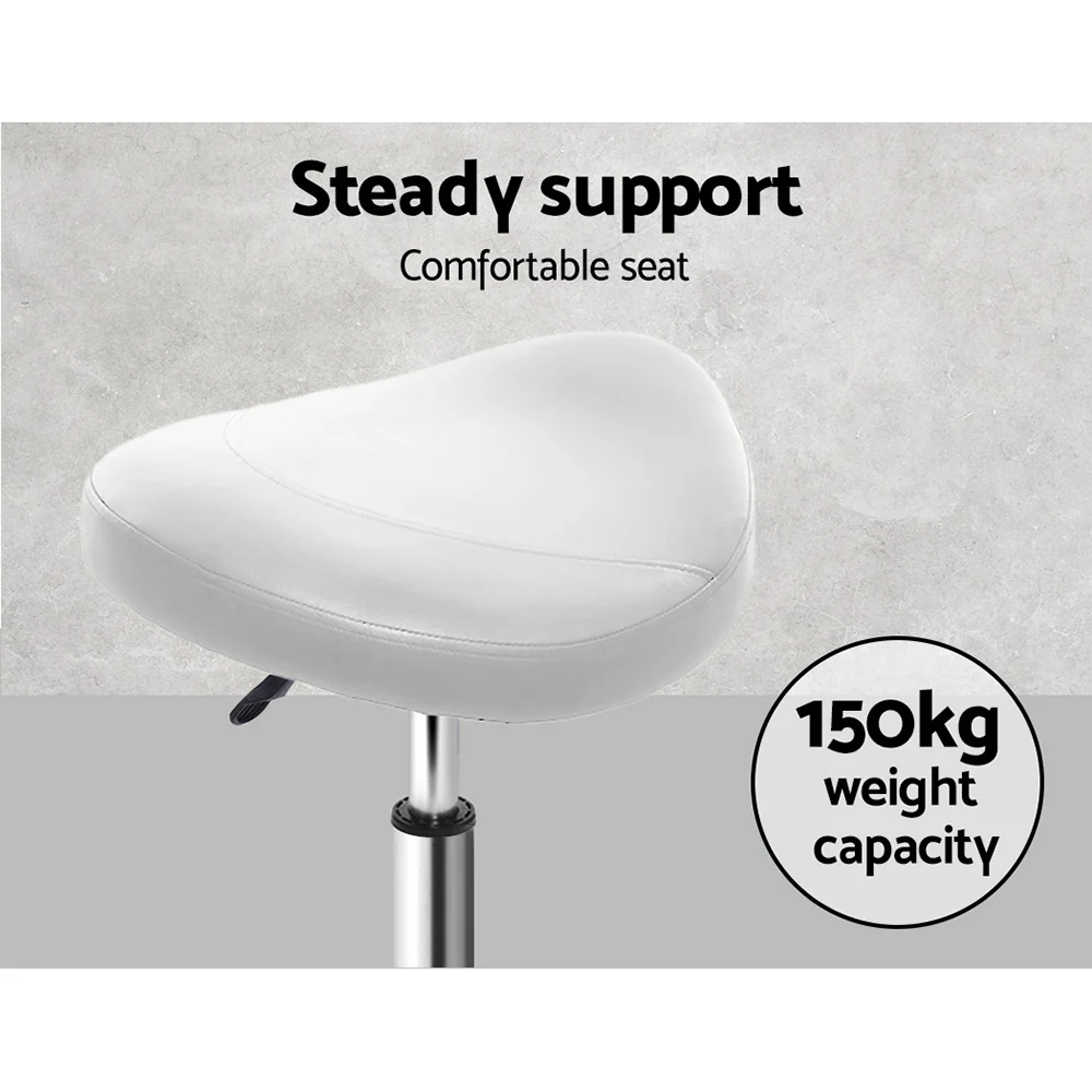 Saddle Salon Stool White PU Swivel Barber Hair Dress Chair Hydraulic Lift - Image 6